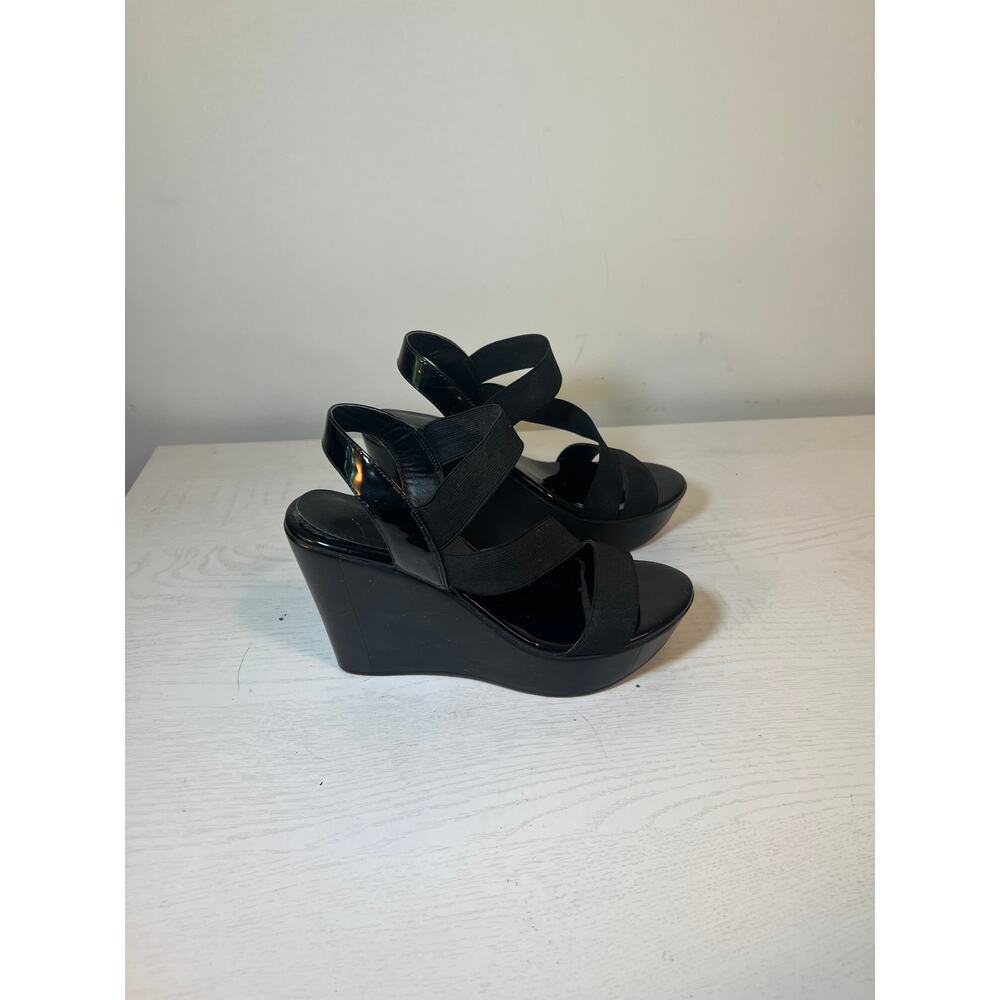 Charles By Charles David Pat Wedge Black Platform Strappy Sandal Women’s 6 - Picture 2 of 6